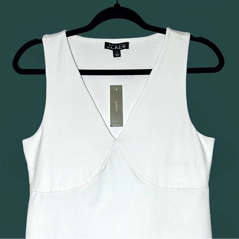 NWT J. Crew White Stretch Cotton-Blend V-Neck Top, Sizes S & M - Picture 6 of 12